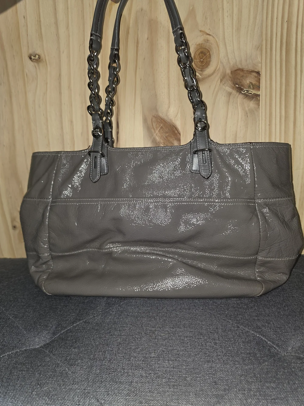 Coach Gray Chain-Handle Shoulder Bag